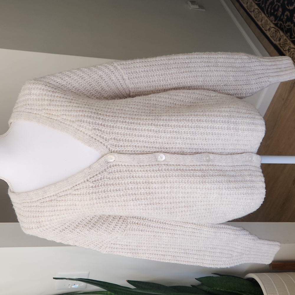 Old Navy Wool Blend Shaker Stitch  Cardigan Sweater Oversized M Tall